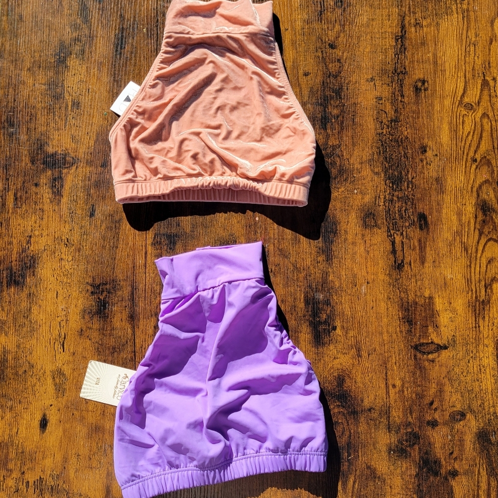 NWT Peach + Purple Crop Tops